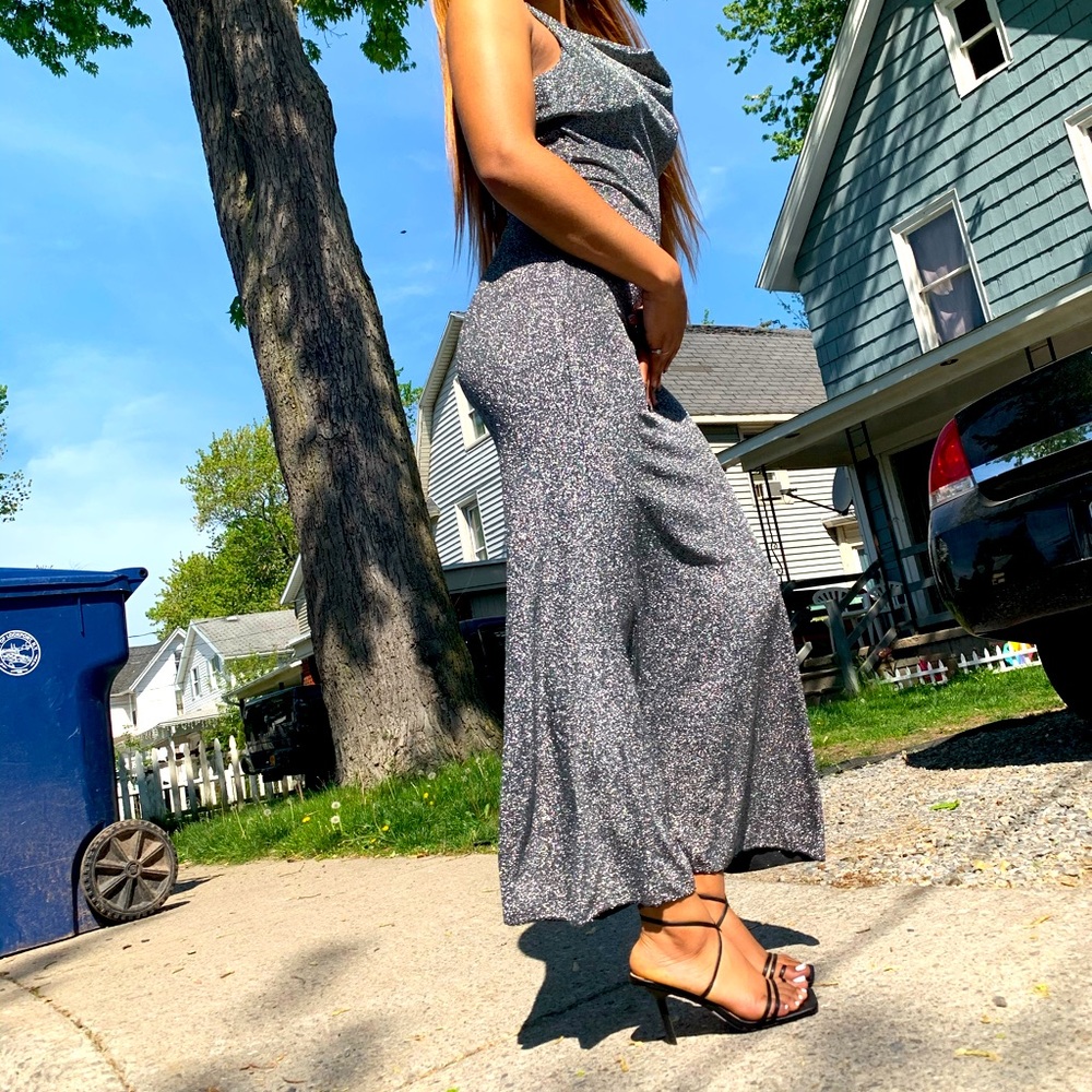 Sliver prom dress with straps…. It’s from SHEIN